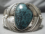 Museum Vivid Spiderweb Turquoise Native American Sterling Silver Bracelet-Nativo Arts