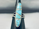 Dynamic Vintage Native American Navajo Morenci Turquoise Sterling Silver Ring-Nativo Arts