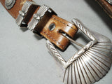 Native American Intricate Vintage Sterling Silver 383 Grams Concho Belt Old-Nativo Arts