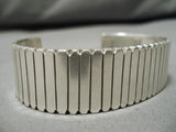 Important Vintage Native American Navajo Hand Tooled Alex Sanchez Sterling Silver Bracelet Old-Nativo Arts