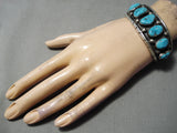 Tremendous Vintage Native American Zuni Kingman Turquoise Sterling Silver Bracelet Old-Nativo Arts