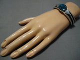 Astonishing Oval Turquoise Vintage Native American Navajo Native Sterling Silver Bracelet-Nativo Arts