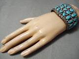 Important Vintage Native American Navajo Tommy Moore Turquoise Sterling Silver Bracelet Old-Nativo Arts