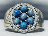 Rare Domed Lapis Vintage Native American Navajo Sterling Silver Flank Bracelet-Nativo Arts