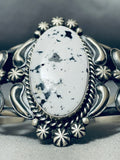 Best Jeff James Native American Navajo White Buffalo Turquoise Sterling Silver Bracelet-Nativo Arts