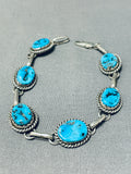 One Of A Kind Vintage Native American Navajo 6 Morenci Turquoise Sterling Silver Bracelet-Nativo Arts