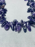 Chunky Incredible Vintage Native American Navajo Amethyst Sterling Silver Tube Necklace-Nativo Arts