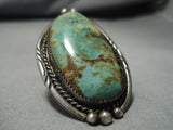 One Of Largest Vintage Native American Navajo Royston Turquoise Sterling Silver Ring Old-Nativo Arts