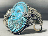 Important Vintage Francisco Gomez Hand Carved Turquoise Sterling Silver Bracelet-Nativo Arts