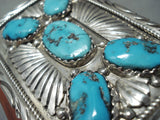 Spectacular Vintage Native American Navajo Morenci Turquoise Sterling Silver Bowguard-Nativo Arts