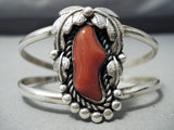 Lena Smiley Vintage Navajo Coral Sterling Silver Bracelet Native American-Nativo Arts