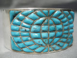 One Of The Best Vintage Native American Navajo Blue Diamond Turquoise Sterling Silver Bracelet-Nativo Arts