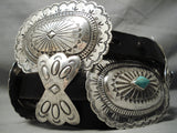 Huge And Heavy! Vintage Native American Navajo Hand Tooled Sterling Silver Turquoise Concho Belt-Nativo Arts