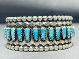 Tom Lowe Vintage Native American Navajo Teardrop Turquoise Sterling Silver Bracelet-Nativo Arts