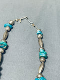 Wonderful Vintage Native American Navajo Kingman Turquoise Sterling Silver Necklace-Nativo Arts