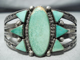 Unique Early Vintage Native American Navajo Cerrillos Turquoise Sterling Silver Bracelet-Nativo Arts