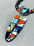 Native American Signed Double Sided Vintage Santo Domingo Turquoise Sterling Silver Necklace-Nativo Arts