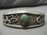 One Of The Best Tufa Cast Artist Native American Navajo Turquoise Sterling Silver Bracelet-Nativo Arts