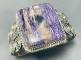 One Of The Best Native American Navajo Charoite Sterling Silver Swirl Bracelet Cuff-Nativo Arts