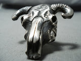 Heavy Fascinating San Felipe Sterling Silver Skull Ring-Nativo Arts