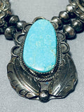 One Of The Best Signed Vintage Native American Navajo Turquoise Sterling Silver Necklace-Nativo Arts