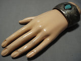 Tremendous Vintage Native American Navajo Green Spiderweb Turquoise Sterling Silver Bracelet Old-Nativo Arts