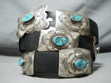Outstanding Vintage Native American Navajo Morenci Turquoise Sterling Silver Concho Belt Old-Nativo Arts