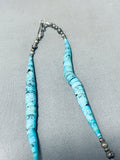 Exotic Turquoise Vintage Native American Navajo Sterling Silver Necklace Old-Nativo Arts