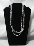 Marvelous Native American Navajo Hand Tooled Sterling Silver Turquoise Bead Wrap Around Necklace-Nativo Arts
