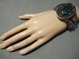 Important Vintage Native American Navajo Lander Blue Turquoise Sterling Silver Bracelet-Nativo Arts