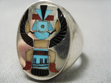 Important Kachina Artist Zuni Native American Turquoise Sterling Silver Ring-Nativo Arts