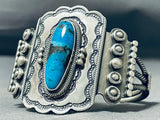 Wally Yazzie Jr Native American Navajo Blue Diamond Turquoise Sterling Silver Bracelet-Nativo Arts