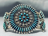 Exceptional Vintage Native American Zuni Blue Gem Turquoise Sterling Silver Bracelet Signed-Nativo Arts