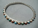 Colorful Native American Navajo Turquoise Coral Spiny Oyster Shell Sterling Silver Bangle-Nativo Arts