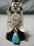 Detailed Navajo Turquoise Sterling Silver Kachina Native American Ring-Nativo Arts