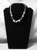 Native American Museum Vintage Navajo Choker Turquoise Sterling Silver Shell Necklace Old-Nativo Arts