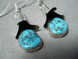 Fantastic Navajo Turquoise Sterling Silver Earrings Native American-Nativo Arts