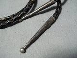 Marvelous Vintage Navajo Turquoise Sterling Silver Bolo Native American Old-Nativo Arts