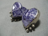 Best Vintage Navajo Charoite Sterling Silver Native American Earrings-Nativo Arts