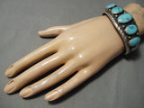 Amazing Vintage Native American Navajo Carico Lake Turquoise Sterling Silver Bracelet Old-Nativo Arts