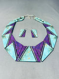 One Of The Craziest Ever Native American Sugulite Sterling Silver Necklace-Nativo Arts