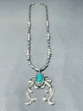 Amazing Vintage Native American Navajo Pilot Mountain Turquoise Sterling Silver Necklace-Nativo Arts