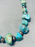 223 Grams Vintage Native American Navajo Turquoise Sterling Silver Bead Necklace Old-Nativo Arts