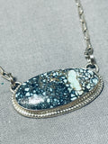 One Of The Finest Vintage Native American Navajo New Lander Turquoise Sterling Silver Necklace-Nativo Arts