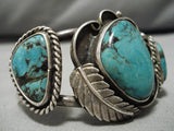 Superior Vintage Native American Navajo Blue Diamond Turquoise Sterling Silver Bracelet Old-Nativo Arts