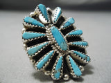 Amazing Vintage Native American Navajo Turquoise Sun Sterling Silver Ring-Nativo Arts
