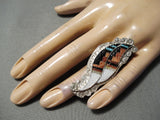 Impressive Vintage Native American Zuni Turquoise Sterling Silver Ring Old-Nativo Arts