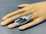 Exquisite Native American Zuni Lapis Sterlng Silver Ring Signed Eldred Martinez-Nativo Arts