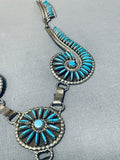One Of The Most Intricate Ever Vintage Native American Zuni Turquoise Sterling Silver Necklace-Nativo Arts