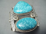 Dynamic Navajo Kingman Turquoise Sterling Silver Bracelet Native American-Nativo Arts
